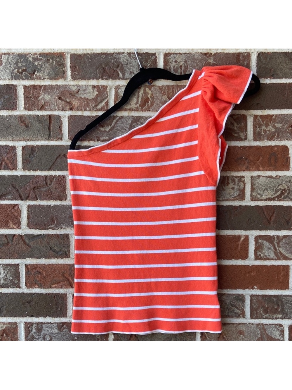 Lilly Pulitzer Coral & White One-Shoulder Ruffle Tank